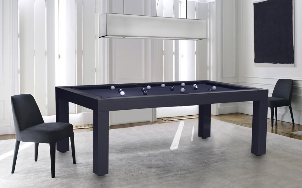 Biljart Pearly - Biljart ontspanning - billard toulet - Biljarttafel op maat - hedendaags design - gepersonaliseerde biljarttafel - strak - zwart biljart